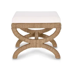 Kappa White Upholstered Accent Stool