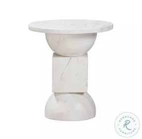 Chip White Marble Print Side Table