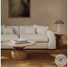 Cynthia Brown and Travertine Round Concrete Stone Top Outdoor Occassional Table Set