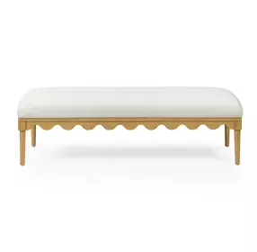 Oodle Cream Performance Fabric Upholstered Bed Bench