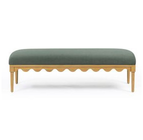 Oodle Green Performance Fabric Upholstered Bed Bench