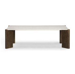 Restis Cream and Dark Brown Rectangular Quartz Top Coffee Table