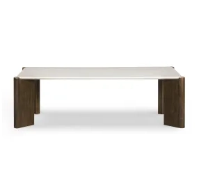 Restis Cream and Dark Brown Rectangular Quartz Top Coffee Table