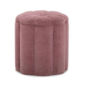 Fleur Mauve Performance Fabric Upholstered Round Storage Ottoman