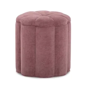 Fleur Mauve Performance Fabric Upholstered Round Storage Ottoman
