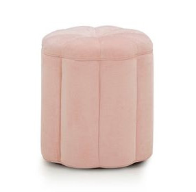 Fleur Pink Performance Fabric Upholstered Round Storage Ottoman