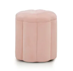 Fleur Pink Performance Fabric Upholstered Round Storage Ottoman