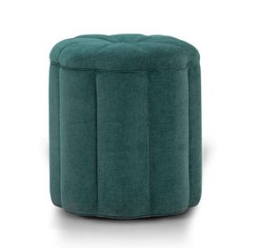 Fleur Peacock Performance Fabric Upholstered Round Storage Ottoman