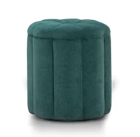 Fleur Peacock Performance Fabric Upholstered Round Storage Ottoman