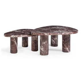 Libby Red Levanto Triangular Outdoor Concrete Top Nesting Coffee Table Set of 2