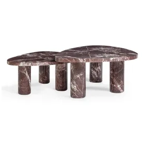 Libby Red Levanto Triangular Outdoor Concrete Top Nesting Coffee Table Set of 2