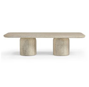 Tyche Travertine Rectangular Outdoor Concrete Top Coffee Table