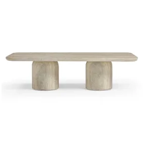 Tyche Travertine Rectangular Outdoor Concrete Top Coffee Table