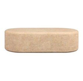 Suraya Faux Travertine Oval Outdoor Concrete Top Coffee Table