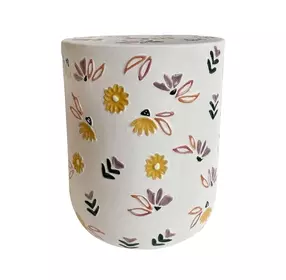 Ceramic White and Orange Round Outdoor Concrete Top Side Table