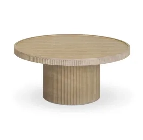 Darcy Travertine Round Outdoor Concrete Top Coffee Table