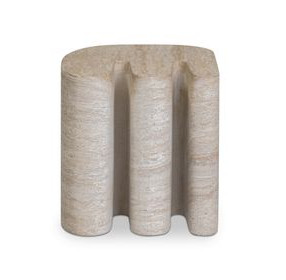 Thyme Travertine Round Outdoor Concrete Top Side Table