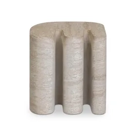 Thyme Travertine Round Outdoor Concrete Top Side Table