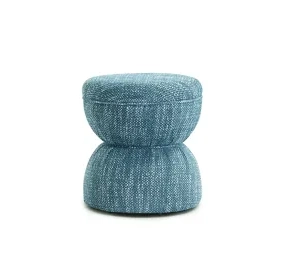Tomlin Teal Performance Fabric Upholstered Round Ottoman