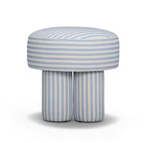 Masha Blue and White Performance Fabric Upholstered Accent Stool