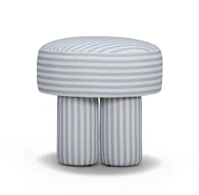 Masha Blue and White Performance Fabric Upholstered Accent Stool