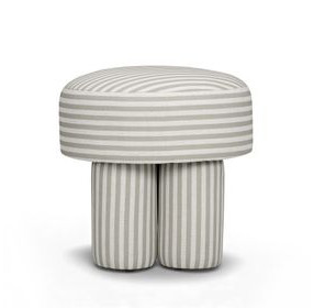Masha Khaki and White Performance Fabric Upholstered Accent Stool