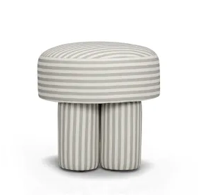 Masha Khaki and White Performance Fabric Upholstered Accent Stool