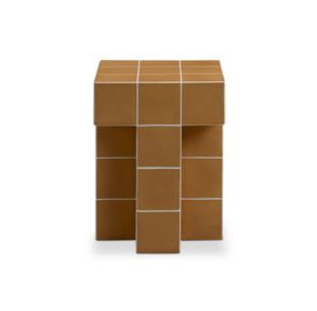 Alma Orange Square Outdoor Concrete Top Side Table