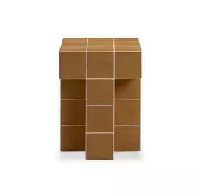 Alma Orange Square Outdoor Concrete Top Side Table