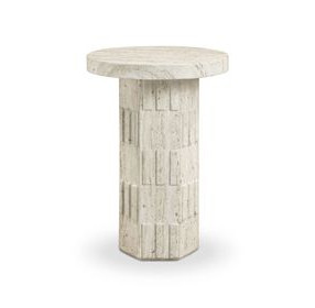 Asta Travertine Round Outdoor Concrete Top Side Table