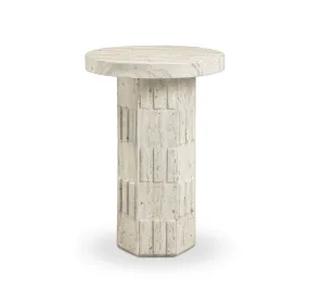 Asta Travertine Round Outdoor Concrete Top Side Table