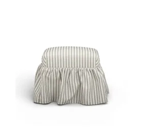 Gertrude Khaki Performance Fabric Upholstered Square Skirted Ottoman