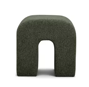 Desi Green Performance Fabric Upholstered Square Ottoman
