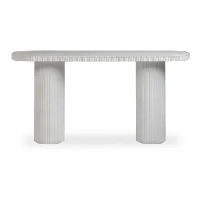 Darcy White Oval Outdoor Concrete Top Console Table
