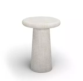 Monica Beige Outdoor Round Tall Side Table