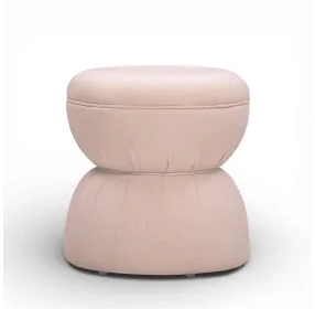 Tomlin Light Pink Performance Chenille Upholstered Round Game Ottoman
