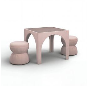 Tomlin Light Pink Performance Chenille Upholstered Game Table and Ottoman Set