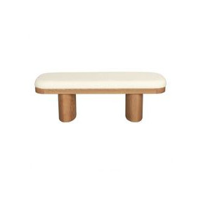 Ollie White Boucle Wooden Bench