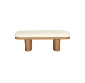 Ollie White Boucle Wooden Bench