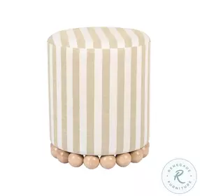 Dex Beige And White Striped Linen Ottoman