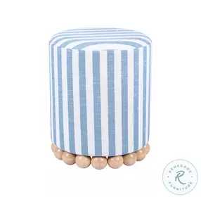 Dex Blue And White Striped Linen Ottoman