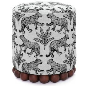 Dex Cream Leopard Jacquard Ottoman