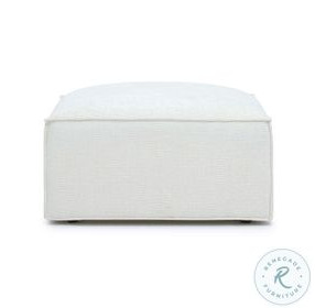 Mindy Cream Chenille Basketweave Square Ottoman
