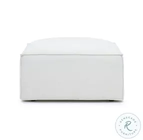 Mindy Cream Chenille Basketweave Square Ottoman