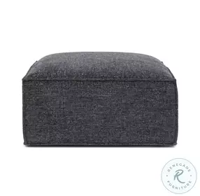 Mindy Charcoal Chenille Basketweave Square Ottoman