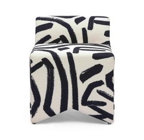 Pippa Black Brushstroke Print Stool