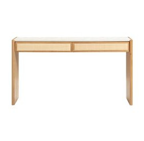 Paige Natural Oak 56" Console Desk with 2 Drawers