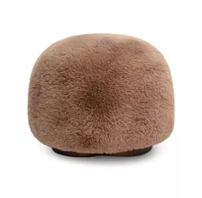 Oopa Taupe Performance Fabric Upholstered Swivel Round Ottoman