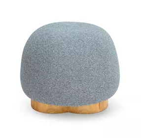 Oopa Blue Performance Boucle Upholstered Swivel Round Ottoman