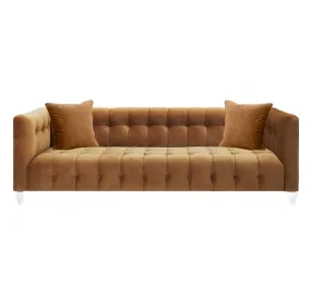 Bea Cognac Velvet 91" Sofa